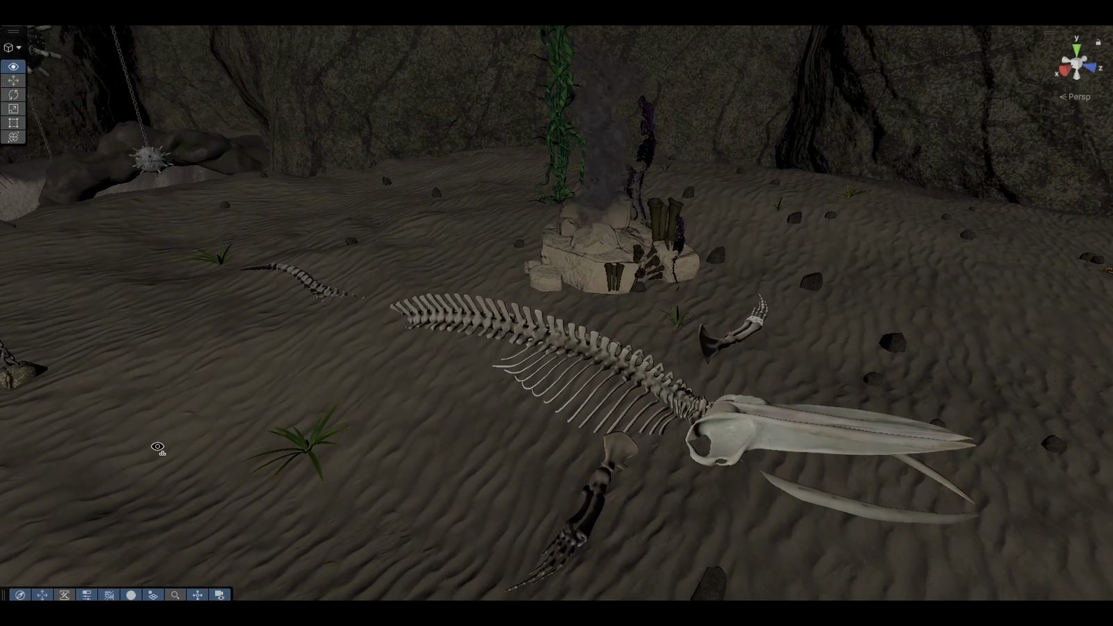 Whale skeleton on the sea floor