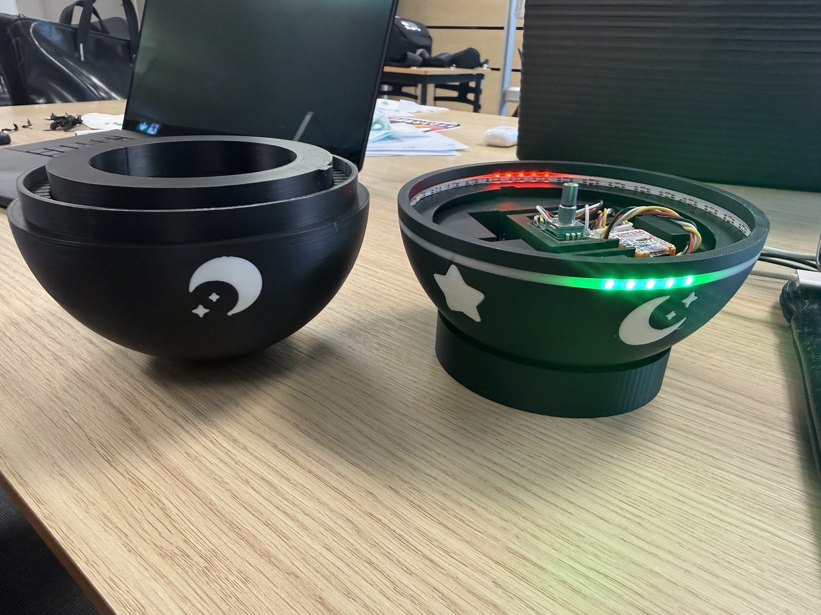 The two 3D-printed halves of an O.R.B.S. controller