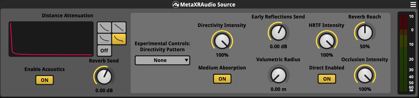 Meta XR Audio source settings in FMOD